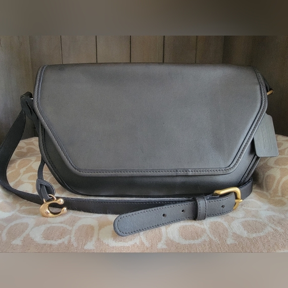 Handbags - Vintage Coach Goemetric Vista Crossbody/Shoulder Bag In Black Leather